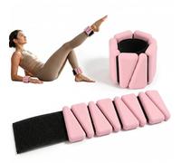 Set di 2 pesi per caviglie, pesi per polsi, pesi per gambe e braccia, regolabili, con sacchetti di sabbia rimovibili per caviglie, pilates, camminata, cardio, rosa