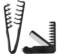 Set di 2 pettini a denti larghi e tascabili pieghevoli, strumento per lo styling da uomo, pettine portatile a denti fini e denti larghi, adatto per arricciare i capelli e la cura della barba