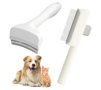 Set di 2 pettini antipulci per gatti, sedano e animali domestici, spazzola a V per spargimento, spazzole autopulenti per gatti, spazzola per la toelettatura del cane per rimuovere peli opachi e