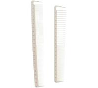 Set di 2 pettini professionali per taglio dei capelli, colore bianco, per parrucchieri e barbieri