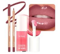 Set di 2 pezzi composto da matita per labbra e lucidalabbra, kit per il trucco delle labbra a lunga durata, con lucidalabbra idratante ultra brillante e matita per labbra modellante, S1