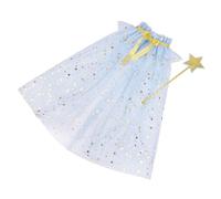 Set di 2 pezzi con bacchetta magica decorata a stelle e mantello a rete, accessori per servizi fotografici per bambini, feste e spettacoli, set di costumi per bambini