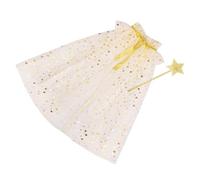 Set di 2 pezzi con bacchetta magica decorata a stelle e mantello a rete, accessori per servizi fotografici per bambini, feste e spettacoli, set di costumi per bambini