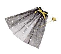 Set di 2 pezzi con bacchetta magica decorata a stelle e mantello a rete, accessori per servizi fotografici per bambini, feste e spettacoli, set di costumi per bambini