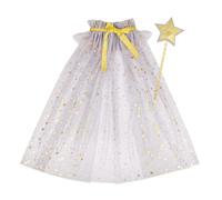 Set di 2 pezzi con bacchetta magica decorata a stelle e mantello a rete, accessori per servizi fotografici per bambini, feste e spettacoli, set di costumi per bambini
