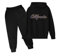 Set di 2 pezzi con cappuccio e pantaloni della tuta per bambine Los Angeles California con cappuccio 2025 autunno tuta per bambini con cappuccio Active felpa con cappuccio pantaloni della tuta Set