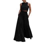 Set di 2 pezzi da donna con lacci senza maniche canotta e gonna elastica in vita swing set loungewear elegante tagliato due pezzi abito lungo streetwear abiti estivi da spiaggia con tasca tessuto cavo