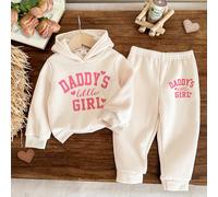 Set di 2 pezzi di abbigliamento casual per bambina, con stampa "Daddy's Little Girl", composto da morbida felpa con cappuccio in maglia e pantaloni a vestibilità morbida 6-9M,9-12M,12-18M,18-24M,2-3YG