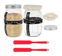 Set di 2 pezzi di lievito naturale in vetro da 1000 ml, resistente alle alte temperature, 150 bicchieri da fermentazione con carta termometro, per conservazione degli alimenti, fermentazione (2)