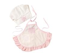Set di 2 pezzi grembiule da cuoco e berretto per bambini da 0 a 1 mese in poliestere costume infantile sicuro tessuto vestito bambino grembiule da cucina cappello set