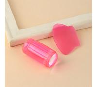 Set di 2 pezzi in silicone rosa per unghie con stampo francese, che include un grande raschietto trasparente e un attrezzo in silicone per la trasferimento di pennellate Silicone
