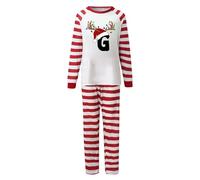 Set di 2 pezzi, motivo natalizio, a maniche lunghe, per la famiglia, per feste, Colore: rosso, S