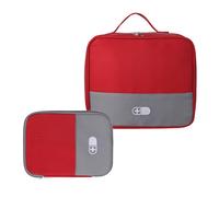 Set di 2 pezzi multiuso in poliestere per assistenza sanitaria, con tasche grandi e piccole, scatola per medicine da viaggio per varie esigenze, Rosso