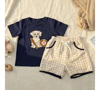 Set di 2 pezzi per bambino a maniche corte, traspirante, morbido, leggero, girocollo elastico e set corto