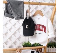 Set di 2 pezzi per bambino piccolo, felpa pullover in maglia rossa e bianca, top invernale e pantaloni in denim, abbigliamento casual autunnale da paggio per il ritorno a scuola 6-9M,9-12M,12-18M,18-2