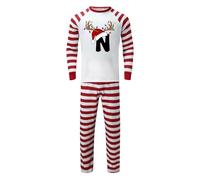 Set di 2 pezzi per la famiglia, a maniche lunghe, con motivo lettering festivo, per genitori e bambini, Colore: rosso, M
