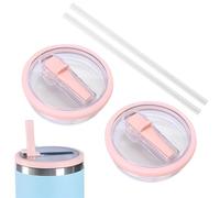 Set di 2 Pezzi Stanley Cup Coperchio Impermeabile, Stanley Cup Coperchio Sostituzione 40 Oz, Tre Colori Stanley Cup Accessori Con 2 Pezzi Cannuccia (Colore rosa)