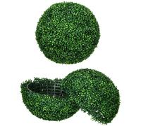 Set di 2 Piante Arteficiali Finte Sfera di Bosso Ø50 cm per Interno ed Esterno Verde
