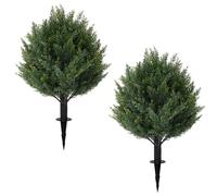 Set di 2 piante artificiali di cipresso topiaria con picchetto per terra, arbusti finti resistenti ai raggi UV, set di 2 piante finte per interni ed esterni, portico anteriore e giardino