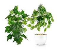 Set di 2 piante artificiali sospese PASCH®: edera artificiale | piante artificiali come vere | piante artificiali sospese | pianta artificiale sospesa in vaso | pianta sospesa artificiale con vaso