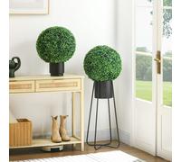 Set di 2 Piante Finte Sfera di Bosso Ø40cm, Decorazione per Interno ed Esterno, Verde