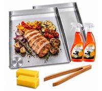 Set di 2 piastre da 30 x 40 cm, con bordo reversibile, compatibile con barbecue a sfera Weber 57