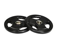 Set di 2 piastre ponderali SPORTNOW, dischi olimpici gommati Tri-Grip 2 x 10 KG, piastre ponderali da pavimento con foro da 5 cm, tre maniglie, per sollevamento pesi, allenamento della forza