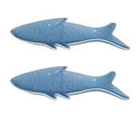 Set di 2 Piatti a Forma di Pesce in Ceramica - Blu Mare - Eleganza e Raffinatezz