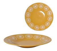 Set Di 2 Piatti Da Cena Mino Ware Kobachi In Smalto Giallo Giappone
