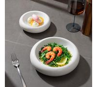 Set di 2 Piatti Fondi in Porcellana Bianca Piatti Bianchi per Pasta e Dessert