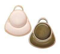 Set di 2 piatti in ceramica retrò per zuppa e sandwich con manico | Set di ciotola e piatto in ceramica in stile retrò con manico, ideale per zuppa, spuntini, insalate e dessert.