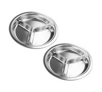 Set di 2 piatti rotondi da campeggio in acciaio inox, con struttura resistente all'usura, per uso esterno