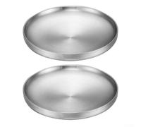 Set di 2 piatti rotondi in acciaio inox per barbecue, arrosto e servizio di cibo refrigerato, progettati per prestazioni costanti (argento17 cm)