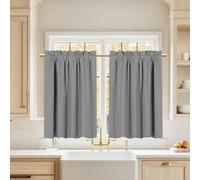 Set di 2 piccole tende oscuranti termiche stile passamontagna moderne grigie tendaggi per finestre per cucina e armadio, 132 x 46 cm, ideali per piccole finestre e sotto il lavandino