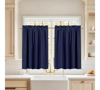 Set di 2 piccole tende termiche oscuranti, design passamontagna, per finestre e porte della cucina, decorazione moderna blu navy, 132 x 76 cm (larghezza x altezza), perfette per sotto il lavandino e