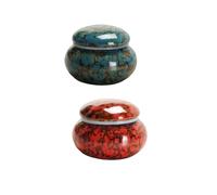 Set di 2 piccole urna per ceneri umane, mini urne commemorative 5 x 4 cm, bellissimo contenitore per ceneri in ceramica, piccolo contenitore per animali umani (rosso + blu)