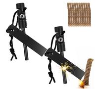Set di 2 Pietra Focaia di Sopravvivenza, Acciarino di Fuoco Sopravvivenza, Selce per Fuoco, con Paracord di qualità Oltre, Raschietto per Campeggio Trekking Escursioni