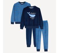 Set di 2 pigiami in velluto, 1 a righe e 1 con motivo con balena sul davanti Blu 14 anni - 162 cm