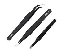 Set di 2 pinze di precisione ESD in acciaio inox antistatiche per computer, riparazione elettronica, gioielli, laboratorio, lavoro di precisione, con 1 borsa