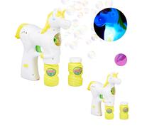 Set di 2 pistole sparabolle di sapone a forma di unicorno LED per bambini bianco