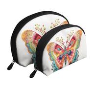 Set di 2 pochette da viaggio con stampa a farfalla colorata e borsa da viaggio per trucchi e organizer per le donne