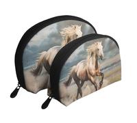 Set di 2 pochette per il trucco con stampa marmorizzata marrone, pochette portatile da viaggio, trousse da viaggio per articoli da toeletta per la conservazione quotidiana e l'organizzazione dei