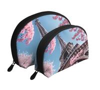 Set di 2 pochette portatili con stampa a olio con stampa Torre Eiffel di Parigi - Trousse da viaggio per trucco e organizer per le donne