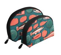 Set di 2 pochette portatili con stampa a tema salmone, borse da viaggio per trucco e organizer per le donne
