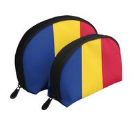 Set di 2 pochette portatili con stampa bandiera della Romania, da viaggio, per trucchi e organizer per le donne