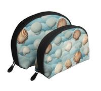 Set di 2 pochette portatili con stampa di conchiglie marine, borse da viaggio per trucco e organizer per le donne