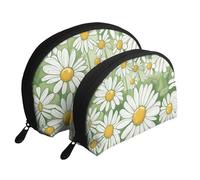 Set di 2 pochette portatili con stampa di margherite, da viaggio e organizer per le donne