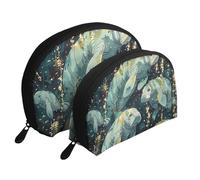 Set di 2 pochette portatili con stampa di note musicali, pochette da viaggio per cosmetici da viaggio, borse da toeletta per la conservazione quotidiana e l'organizzazione dei viaggi, Vitello Animali