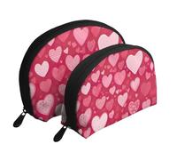 Set di 2 pochette portatili con stampa di San Valentino, borse da viaggio per trucco e organizer per le donne