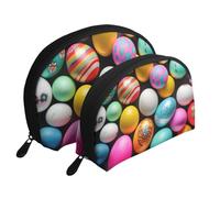 Set di 2 pochette portatili con stampa di uova di Pasqua, da viaggio e organizer per le donne